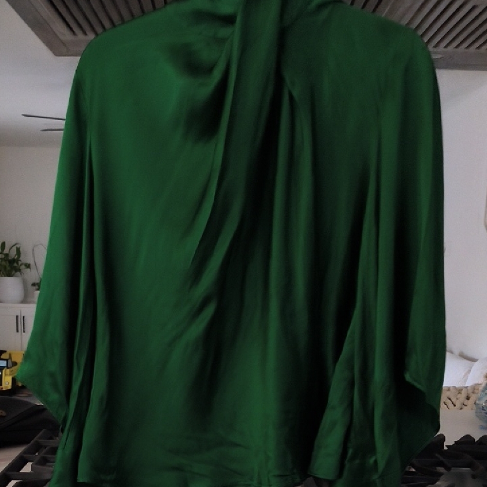 Elegant Green Satin Blouse